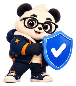 Gyan Panda with a shield